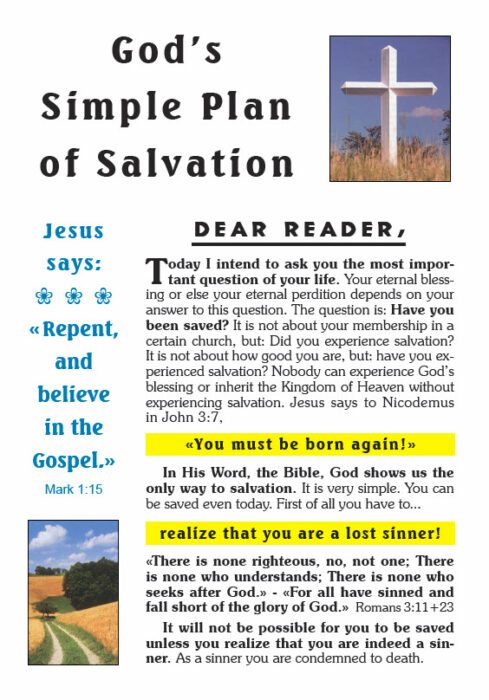 Gods simple plan of salvation – Evang. Missionsdienst Die Wegbereiter e.V.