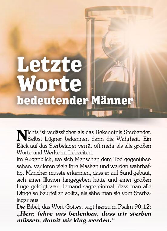 Letzte Worte bedeutender Männer