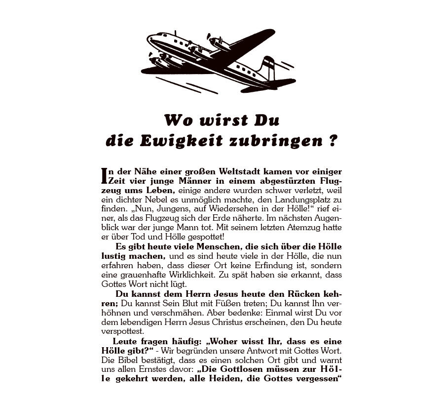 Wo wirst du die Ewigkeit zubringen?