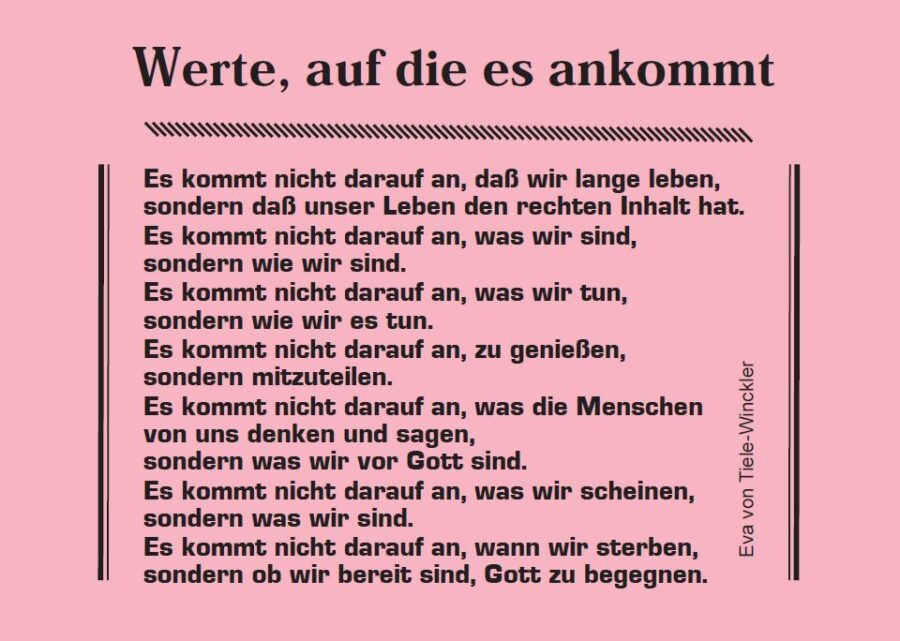 Werte, auf die es ankommt