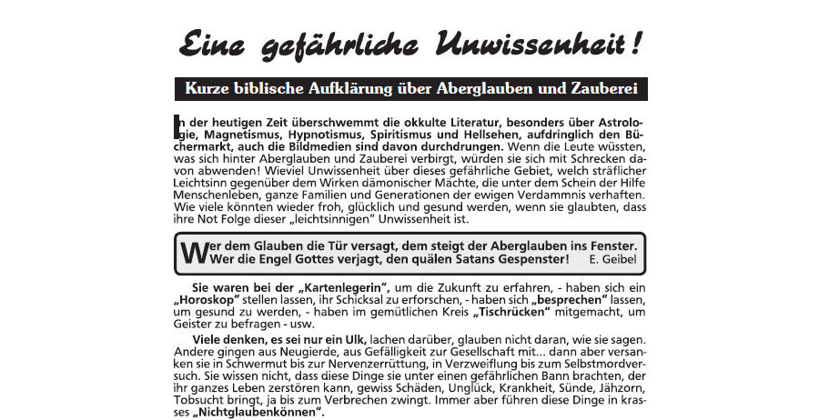 Eine gefährliche Unwissenheit